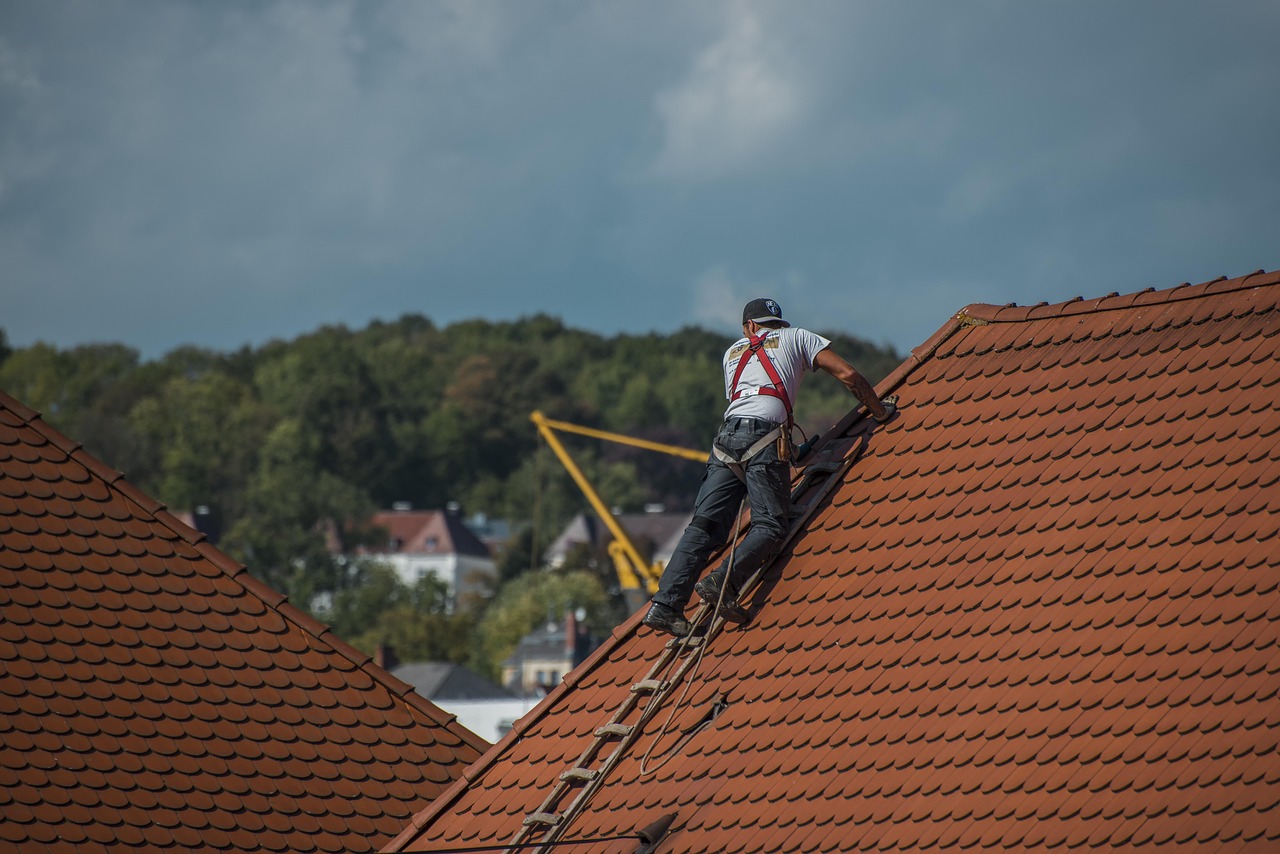 roofer on a ladder